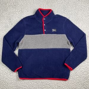 Union Sea WA 1/4 Snap Fleece Pullover Mens Medium Blue Gray Stripe High Pile